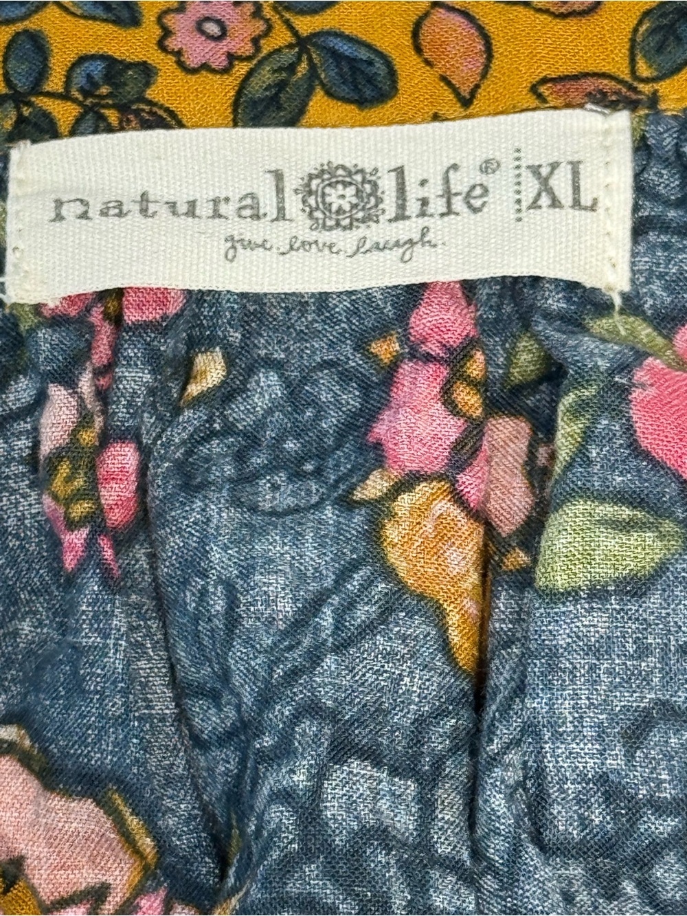 Natural Life XL Floral Print V-Neck Long Sleeve Blouse Top - Picture 6 of 8